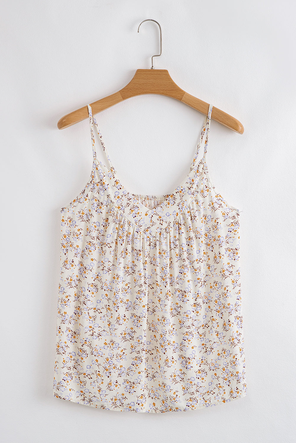 Apricot Boho Floral Spaghetti Straps Cami Top