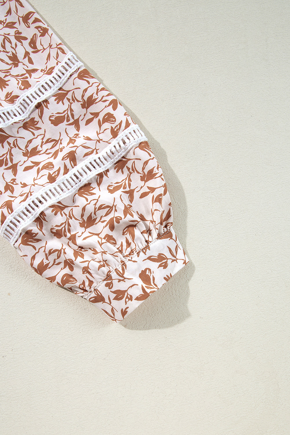 Printed Floral Print Lace Detail Puff Sleeve Shirt
