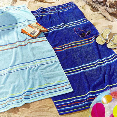 Rainbow Pairs Twin Pack Cotton Beach Towels Blue