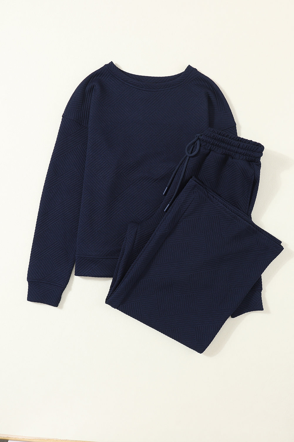 Textured Loose Slouchy Long Sleeve Top and Pants Set