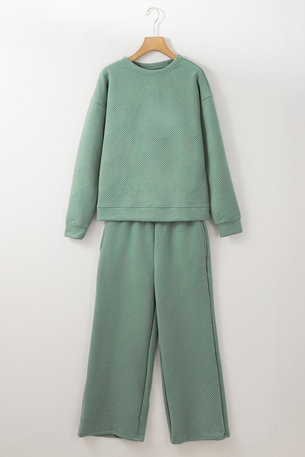 Textured Loose Slouchy Long Sleeve Top and Pants Set
