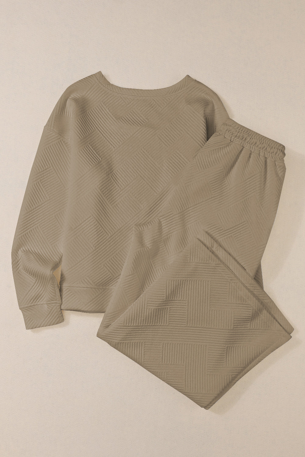 Textured Loose Slouchy Long Sleeve Top and Pants Set