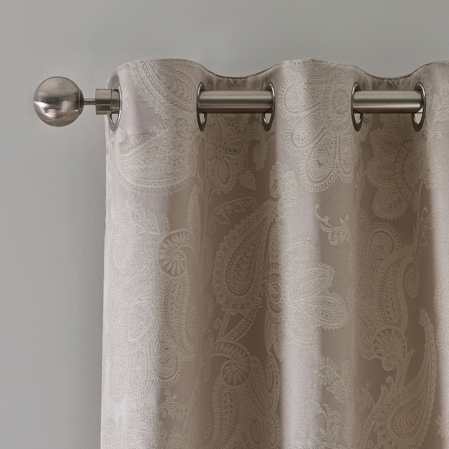 Opulent Jacquard 66x90 Inch Lined Eyelet Curtains in Champagne Gold by Catherine Lansfield