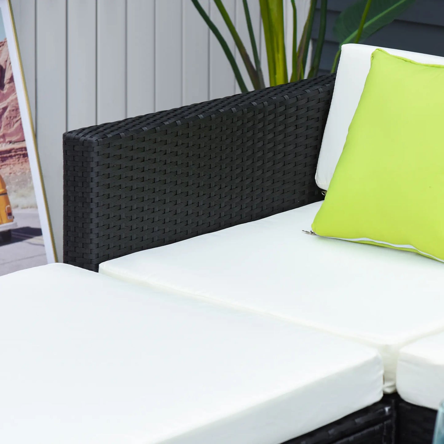 4-Seater Rattan Sofa Set Set with Cushions - Black