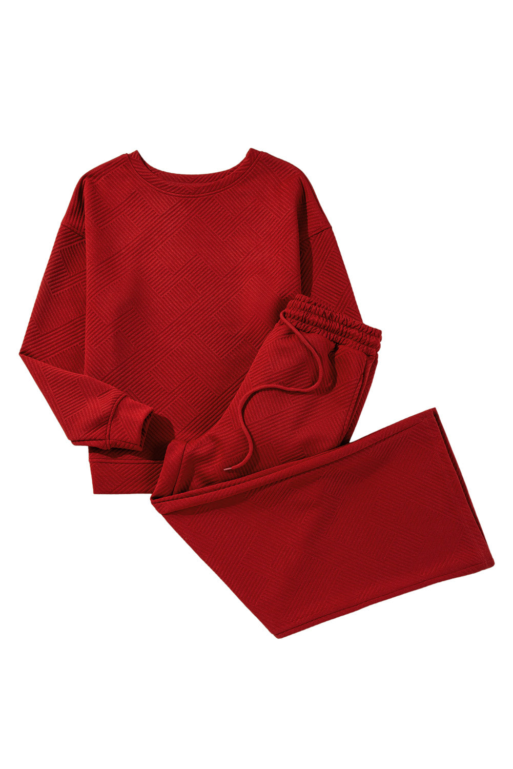 Textured Loose Slouchy Long Sleeve Top and Pants Set
