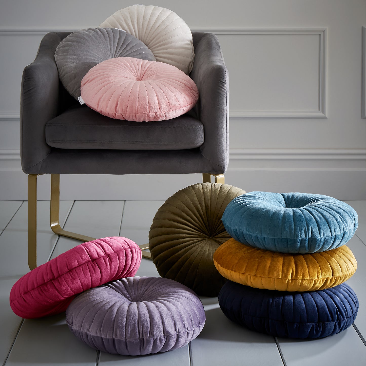 Round Soft Touch Cushion in Teal by Catherine Lansfield