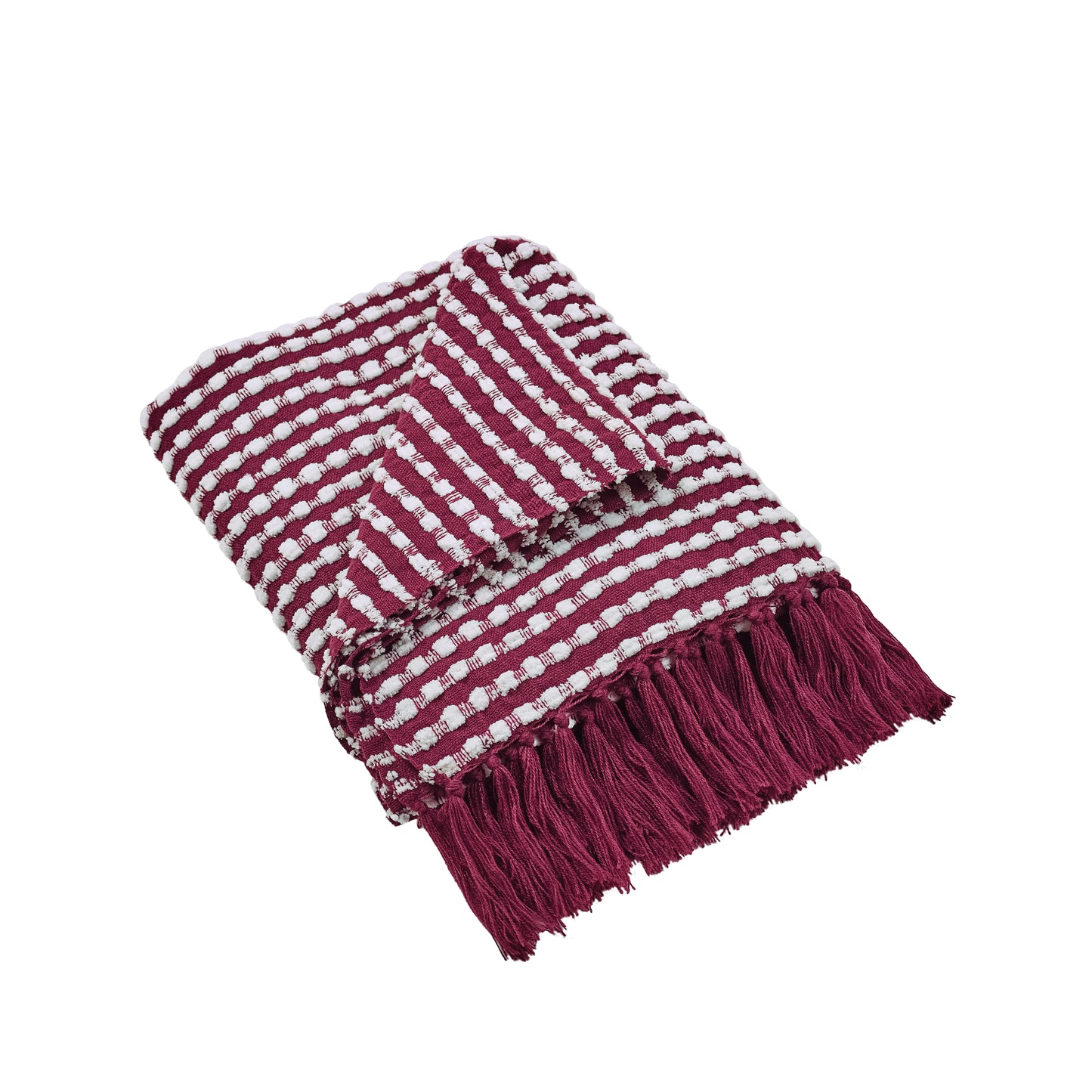 Stab Stitch Blanket Throw in Plum by Catherine Lansfield