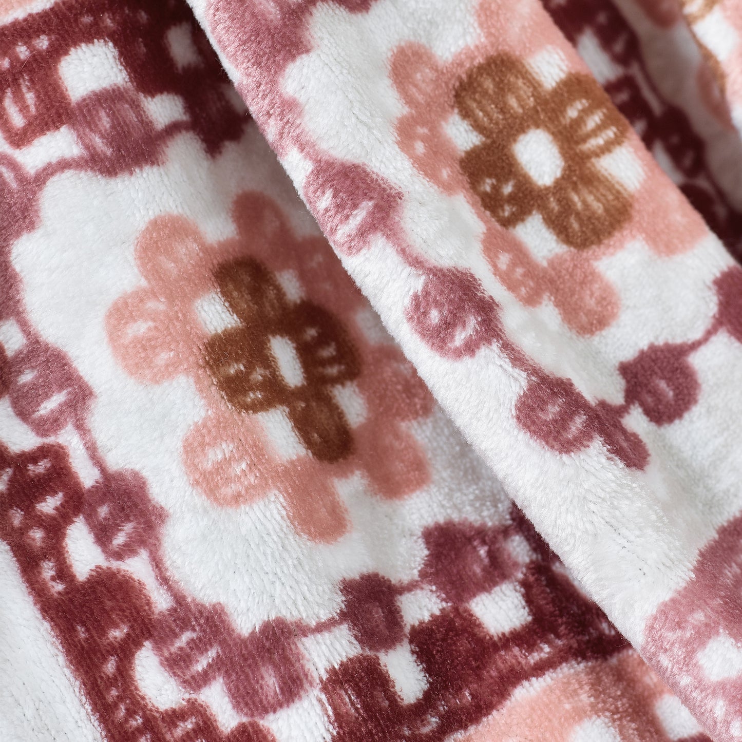 Catherine Lansfield Pink Crochet Print Blanket Throw