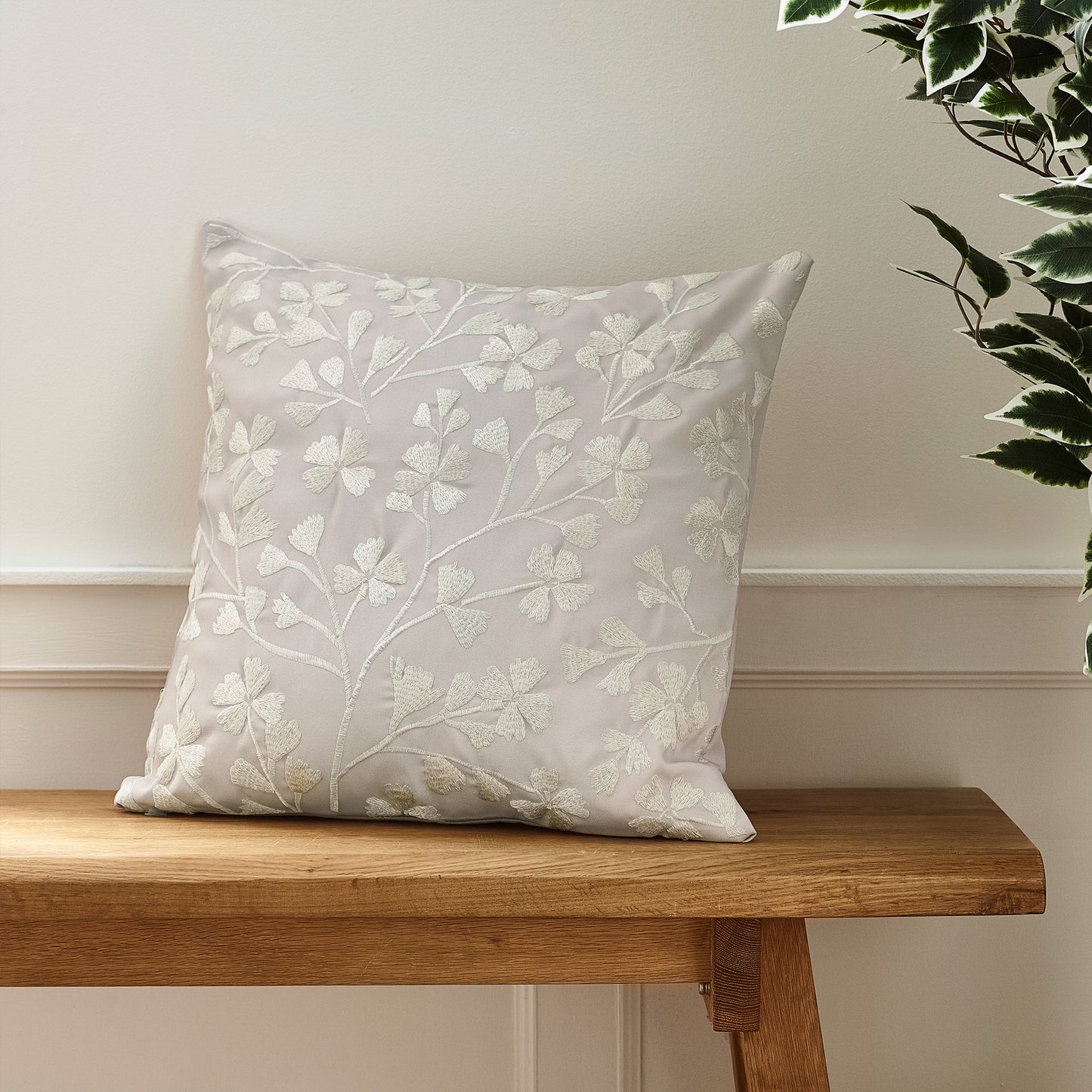 Brooke Floral 45x45 cm Cushion in Natural by Catherine Lansfield