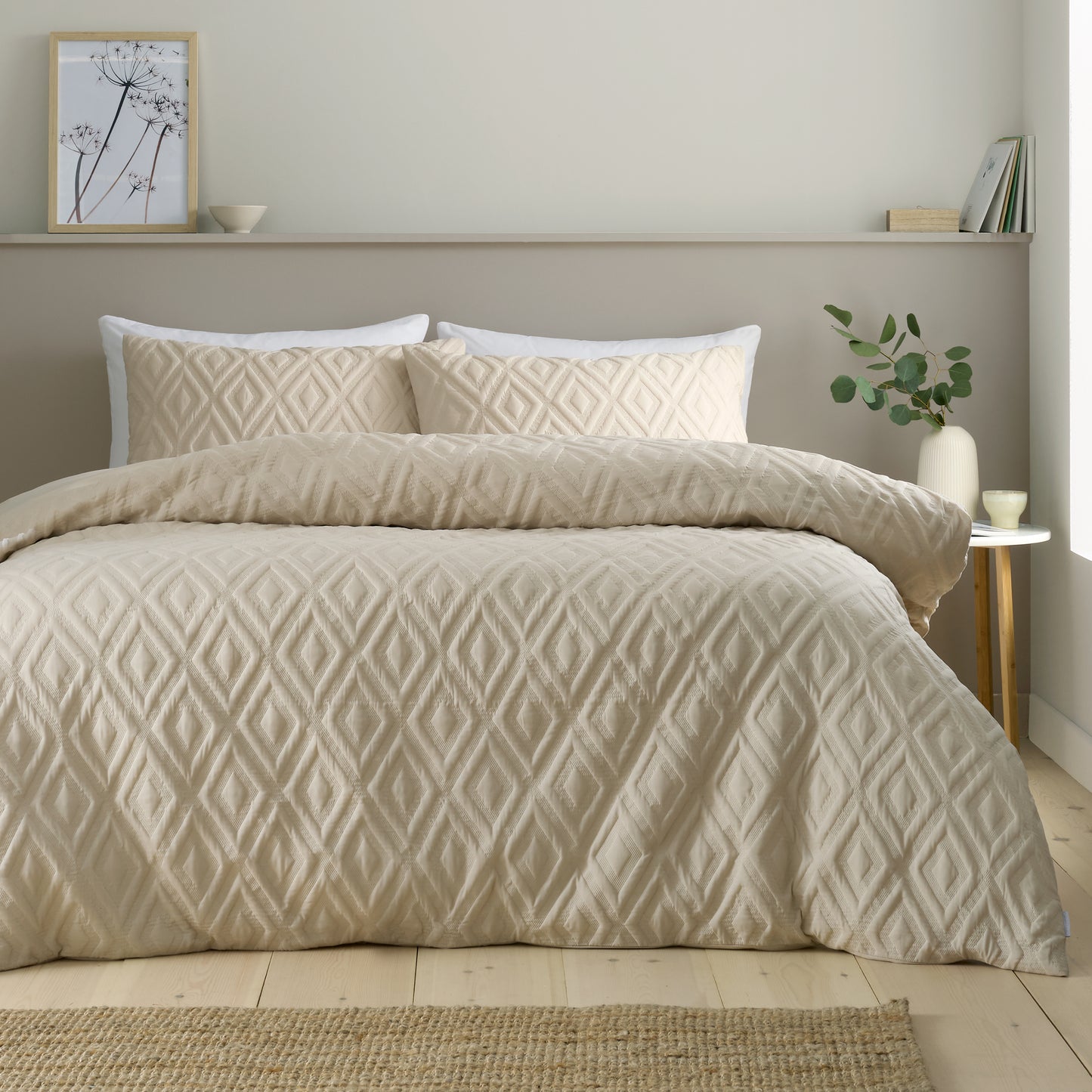Jacob Geo Soft Touch Duvet Cover Set in Natural by Catherine Lansfield