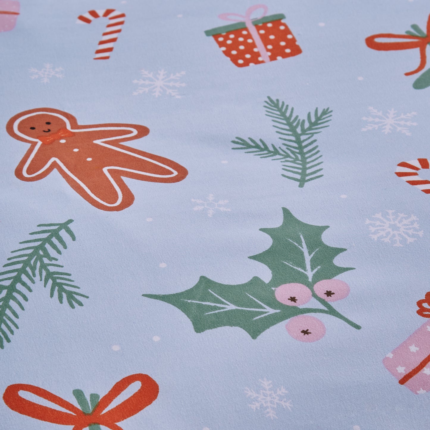 Catherine Lansfield Blue Christmas Gingerbread Man Duvet Cover Set