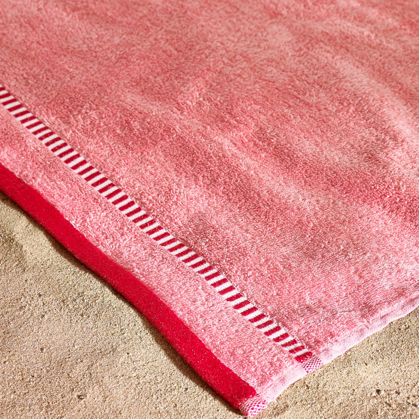 Beach Huts Cotton Extra Large Beach Towel in Coral by Catherine Lansfield