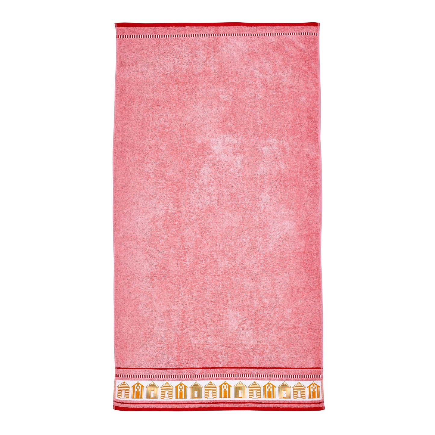 Beach Huts Cotton Extra Large Beach Towel in Coral by Catherine Lansfield