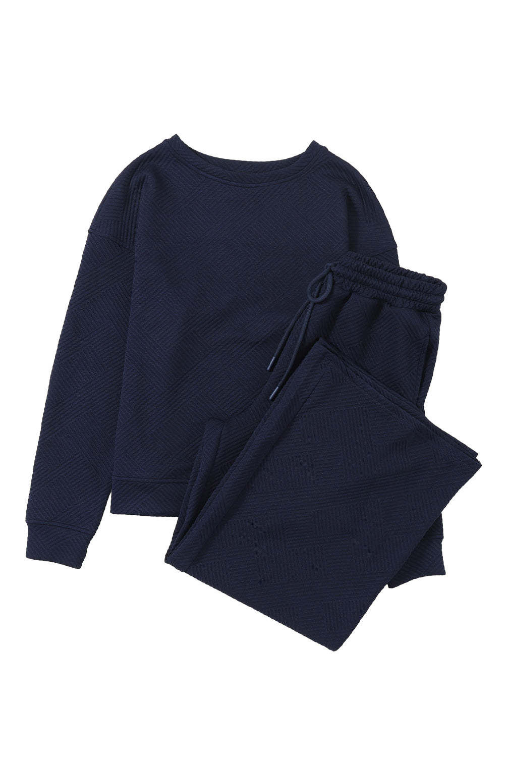 Textured Loose Slouchy Long Sleeve Top and Pants Set