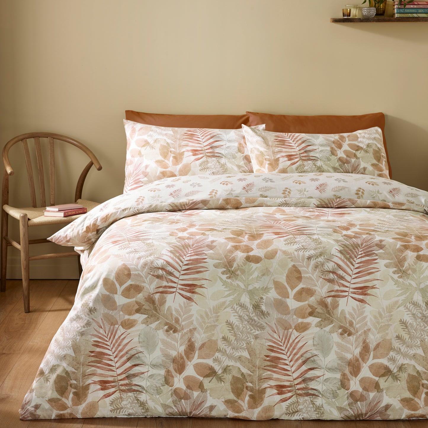 Autumn Leaves So Soft Reversible Duvet Cover Set in Natural by Catherine Lansfield