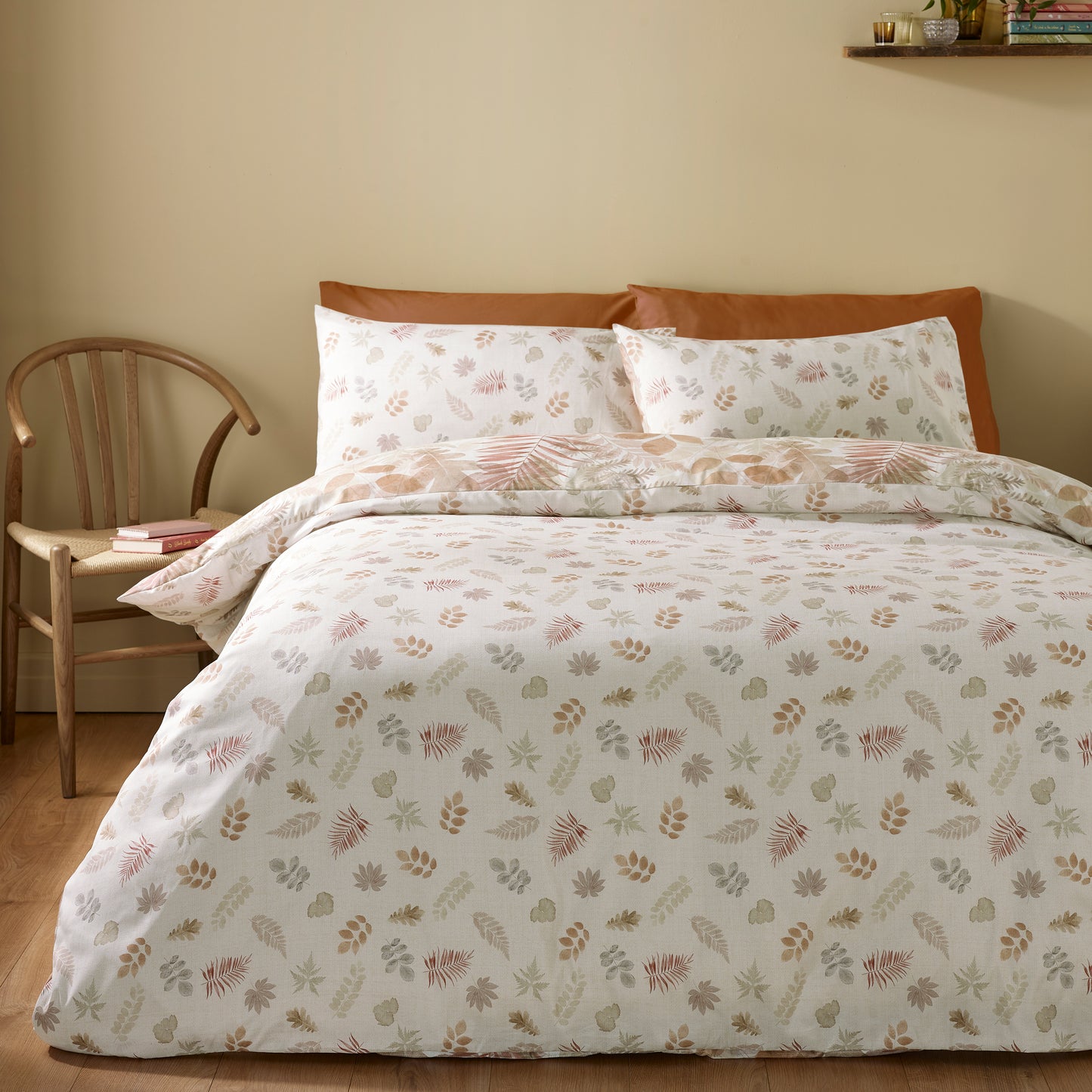 Autumn Leaves So Soft Reversible Duvet Cover Set in Natural by Catherine Lansfield