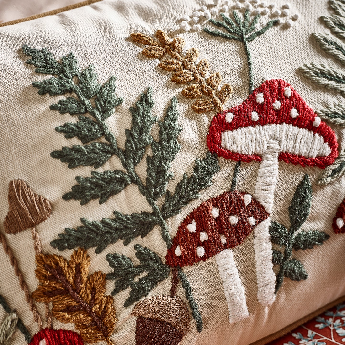 Catherine Lansfield Natural Embroidery Woodland Cushion