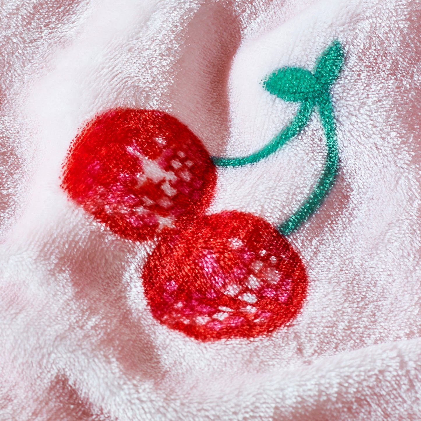 Catherine Lansfield Pink Oversized Disco Cherries Cosy Fleece Blanket Throw