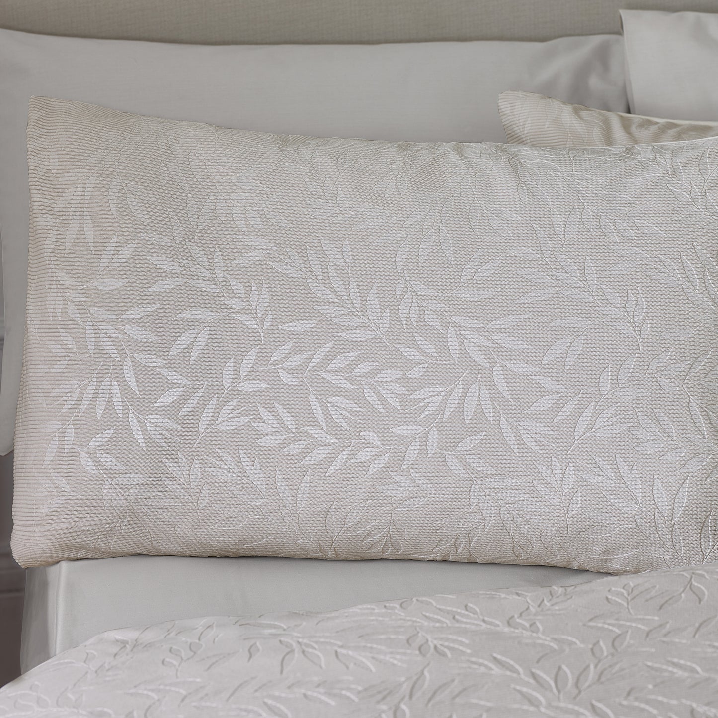 Corded Leaves Duvet Cover Set in Champagne Gold by Catherine Lansfield