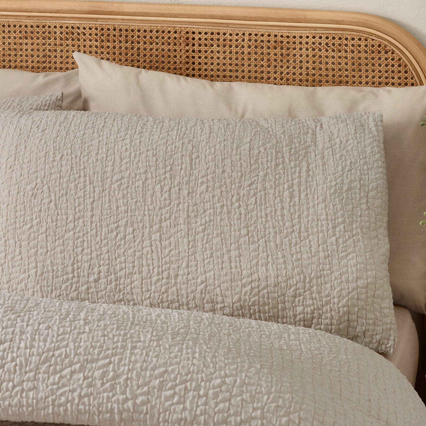 Crinkle Seersucker Duvet Cover Set in Natural by Catherine Lansfield