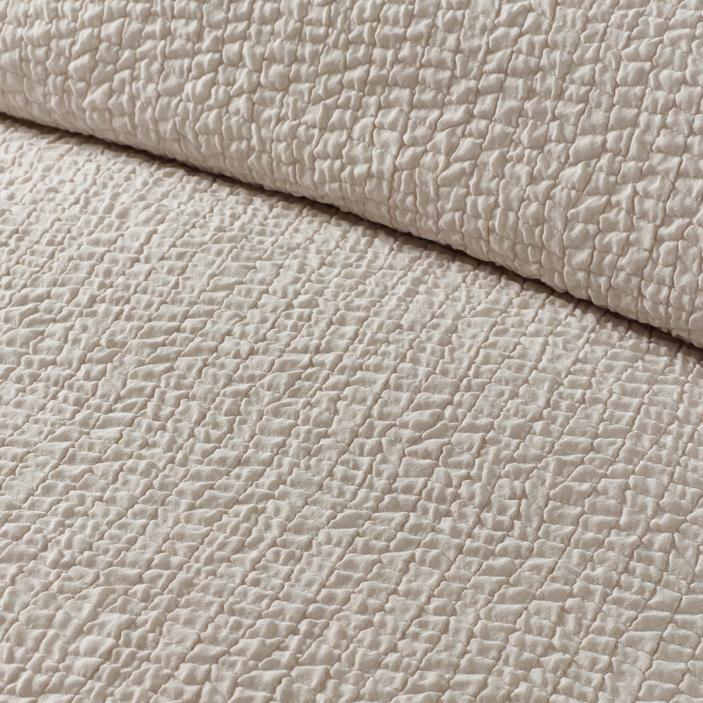 Crinkle Seersucker Duvet Cover Set in Natural by Catherine Lansfield
