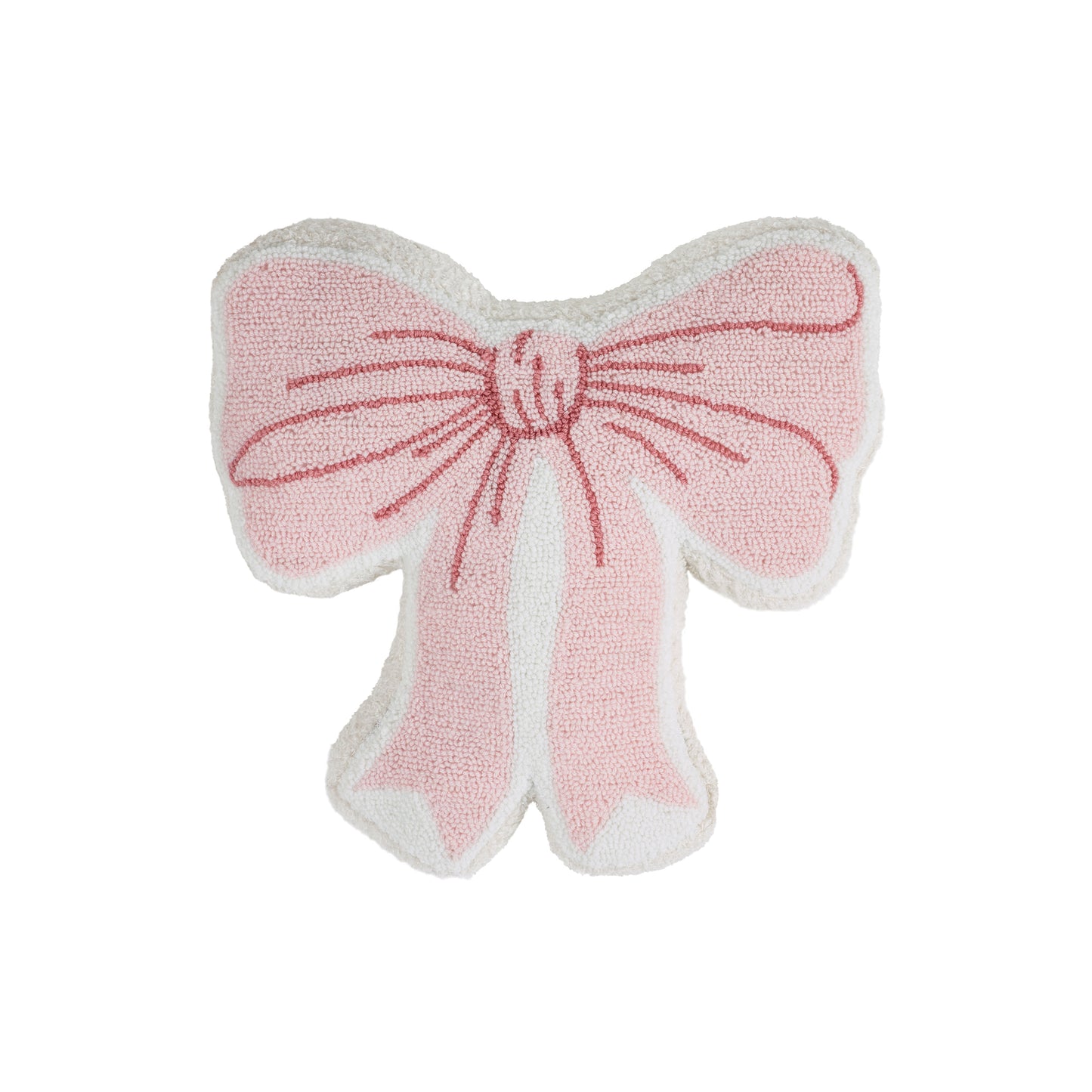 Catherine Lansfield Pink Bow Boucle 3D Shaped Cushion