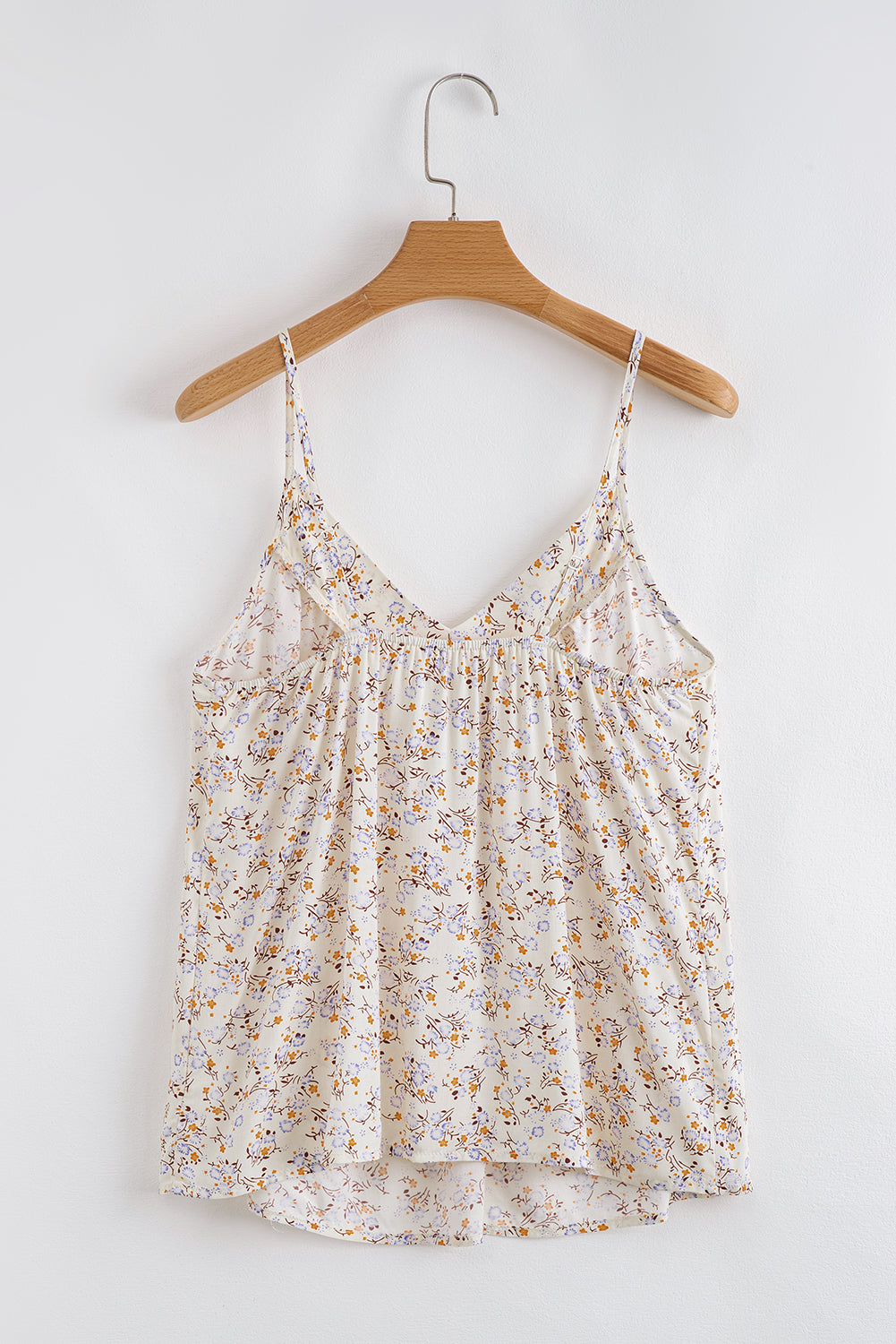 Apricot Boho Floral Spaghetti Straps Cami Top