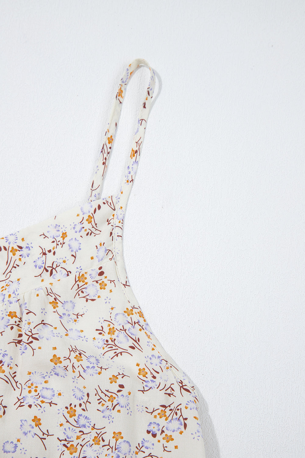 Apricot Boho Floral Spaghetti Straps Cami Top