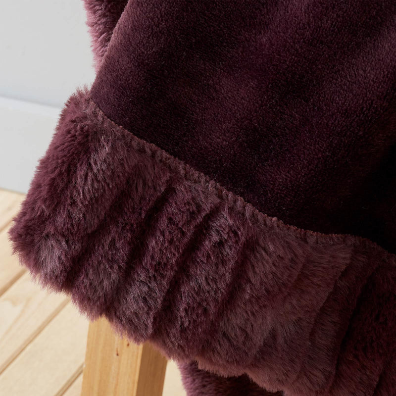 Velvet and Faux Fur Throw in Plum by Catherine Lansfield