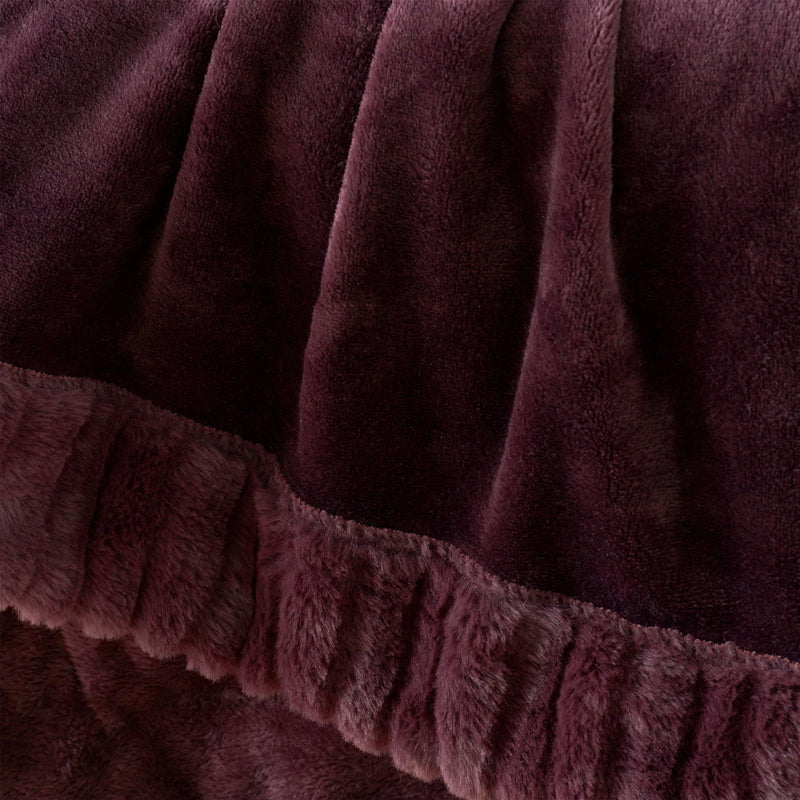 Velvet and Faux Fur Throw in Plum by Catherine Lansfield