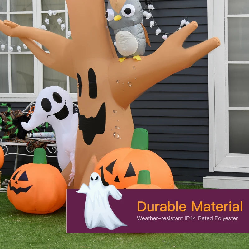 240cm Large Halloween Scary Lighting Inflatable Tree Ghost 3 Pumpkins Owl