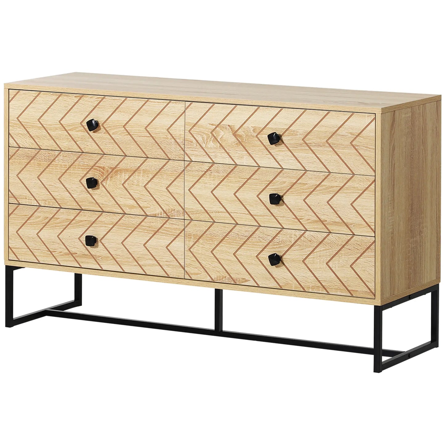 Natural Zigzag Chest of Drawers - 6 Drawers