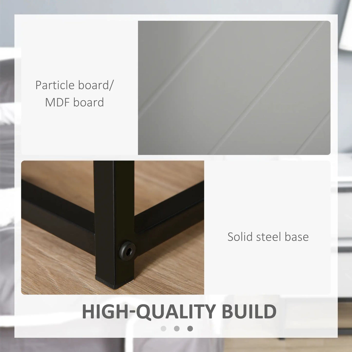 Bedside Cabinet with 2 Drawers - White, Grey, Black