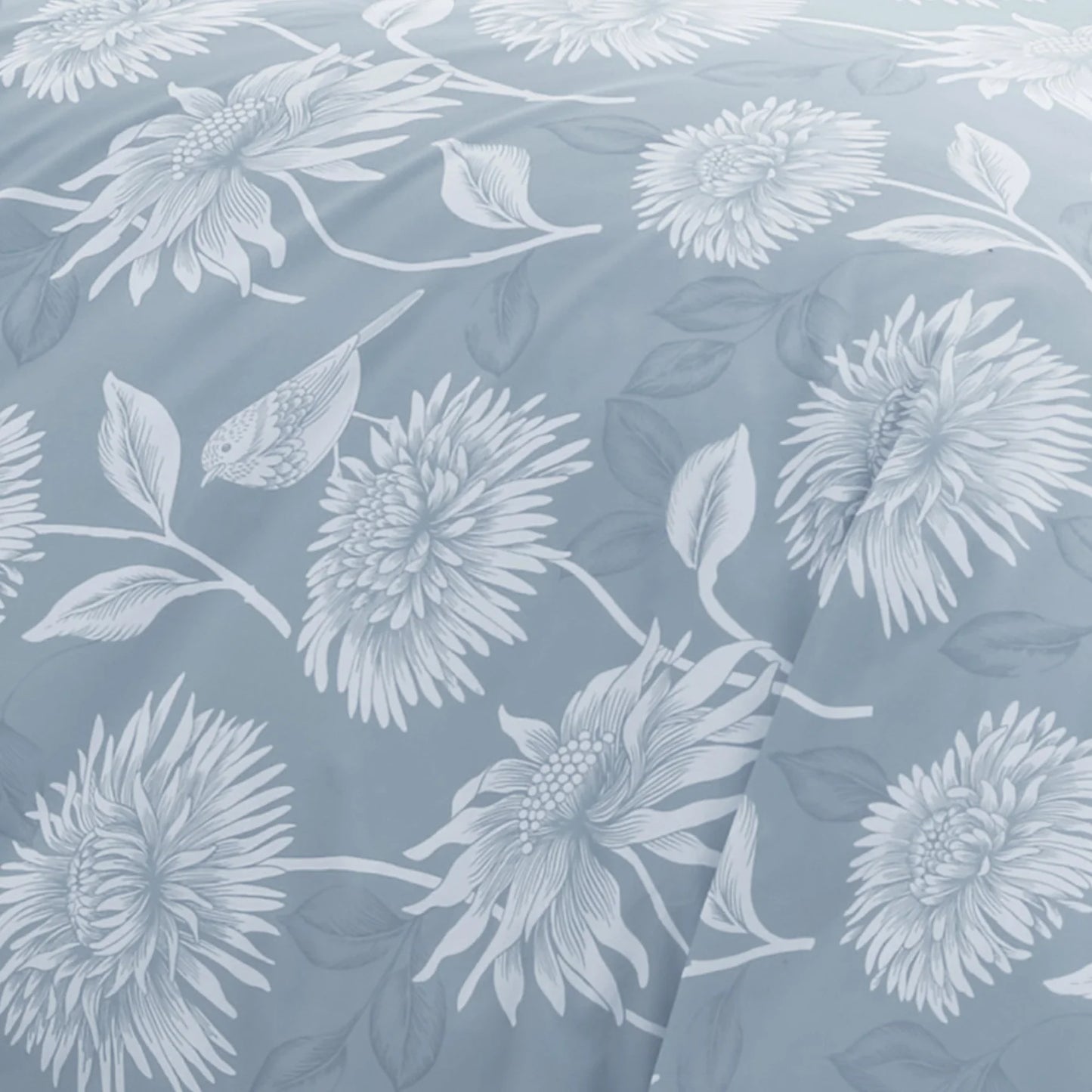 Chrysanthemum Duvet Cover Set by Dreams & Drapes Design in Blue