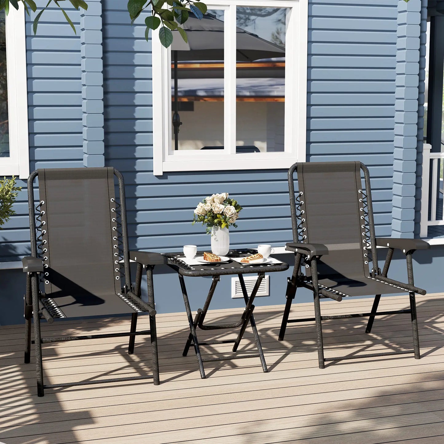 Three-Piece Garden Table and Chair Set - Black