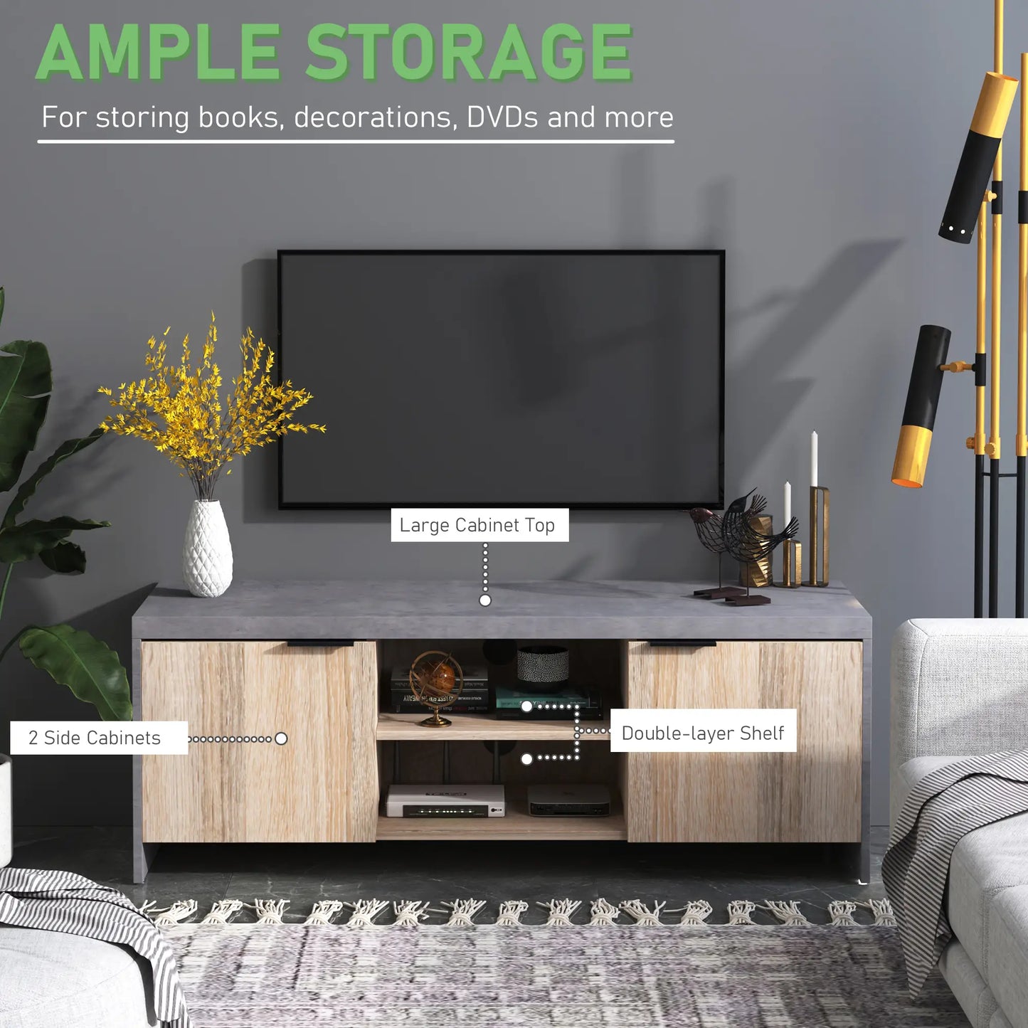 Modern Grey TV Stand - for TV up to 55"