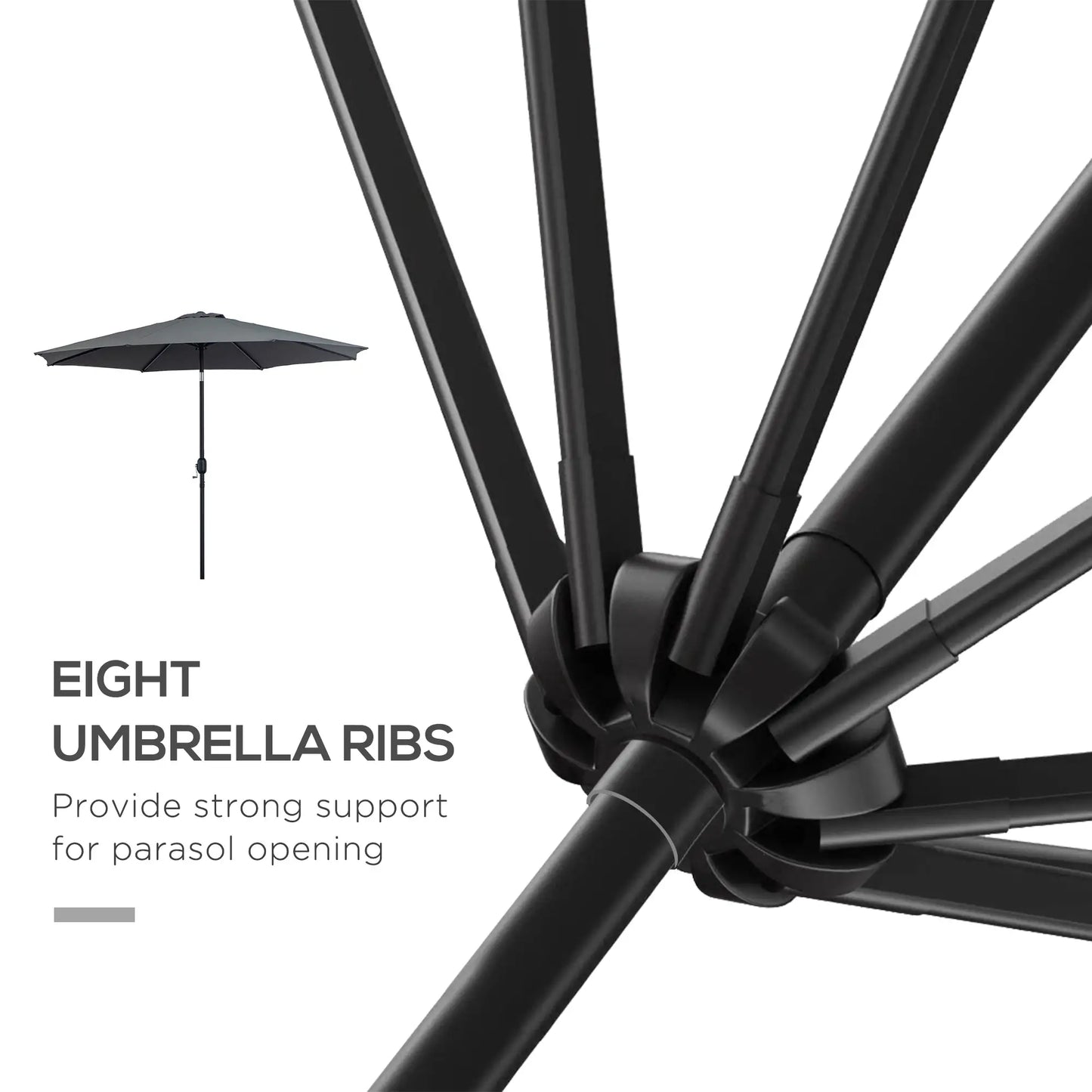 3M Tilting Garden Parasol - Dark Grey
