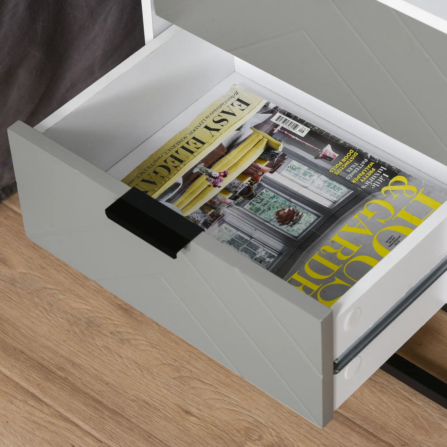 Bedside Cabinet with 2 Drawers - White, Grey, Black