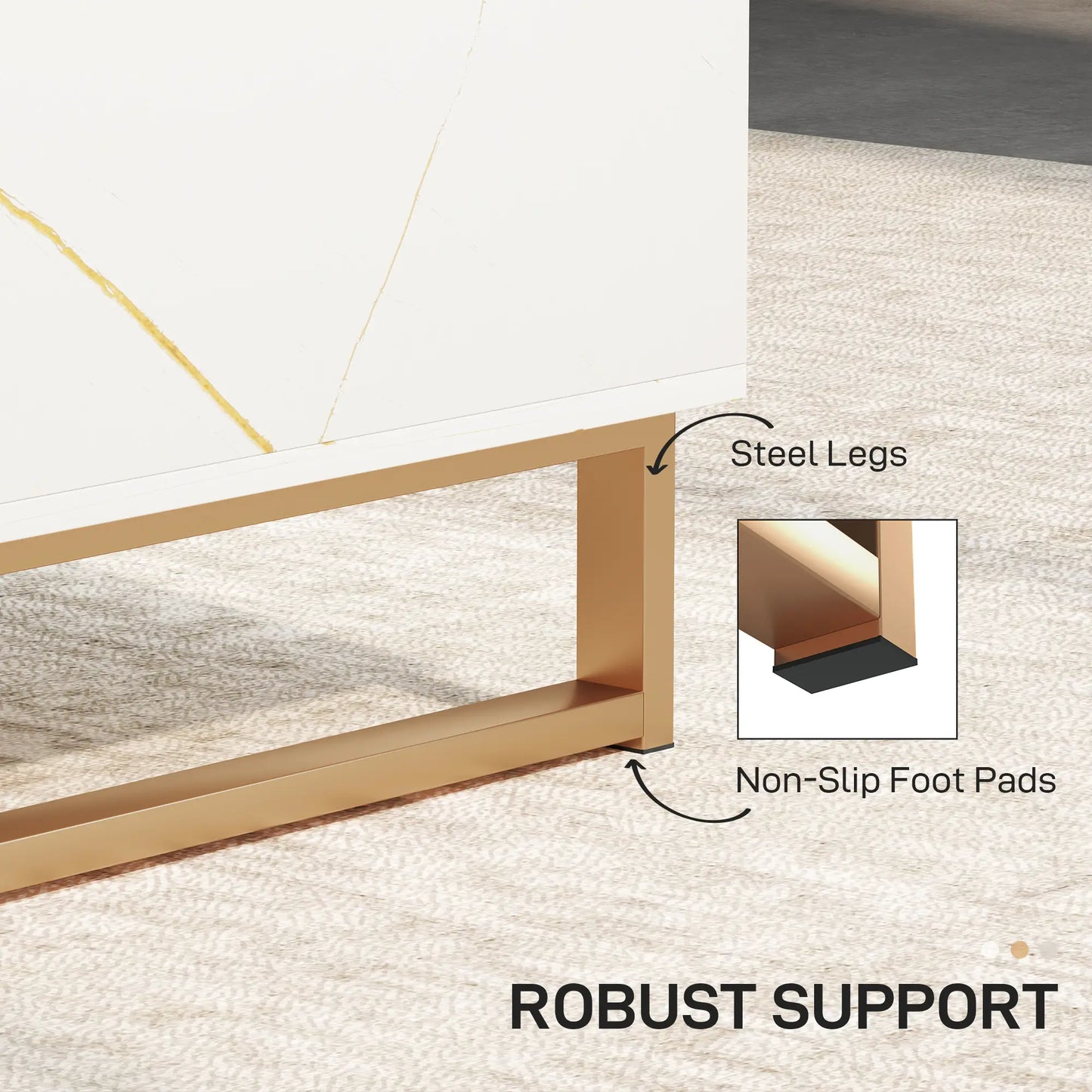Elegant Marble Effect Storage Coffee Table - White