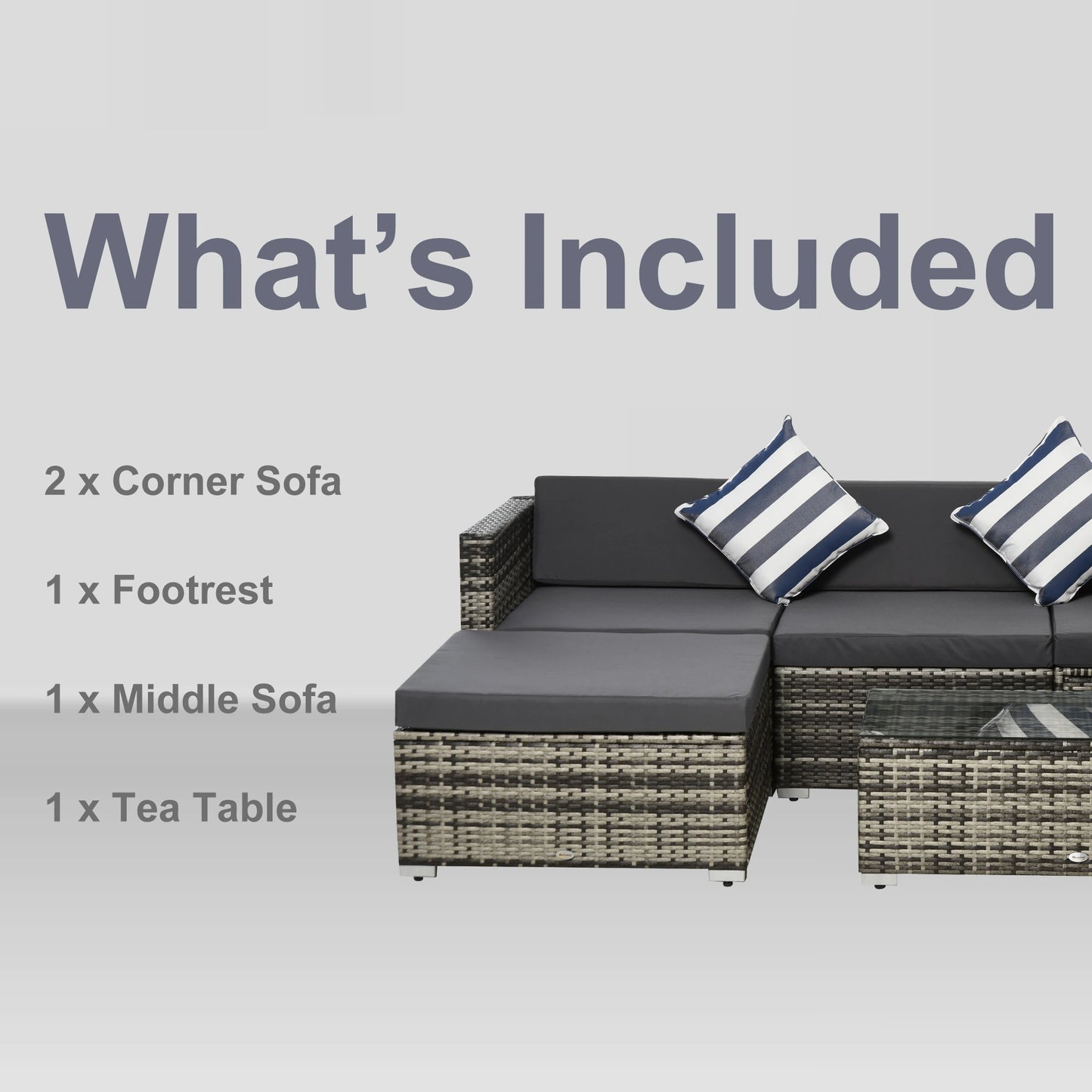 4-Seater Rattan Sofa Set in Grey