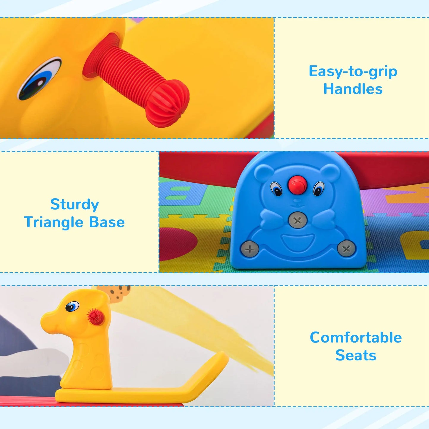 Kids Seesaw with Easy-Grip Handles for 1-4 years old
