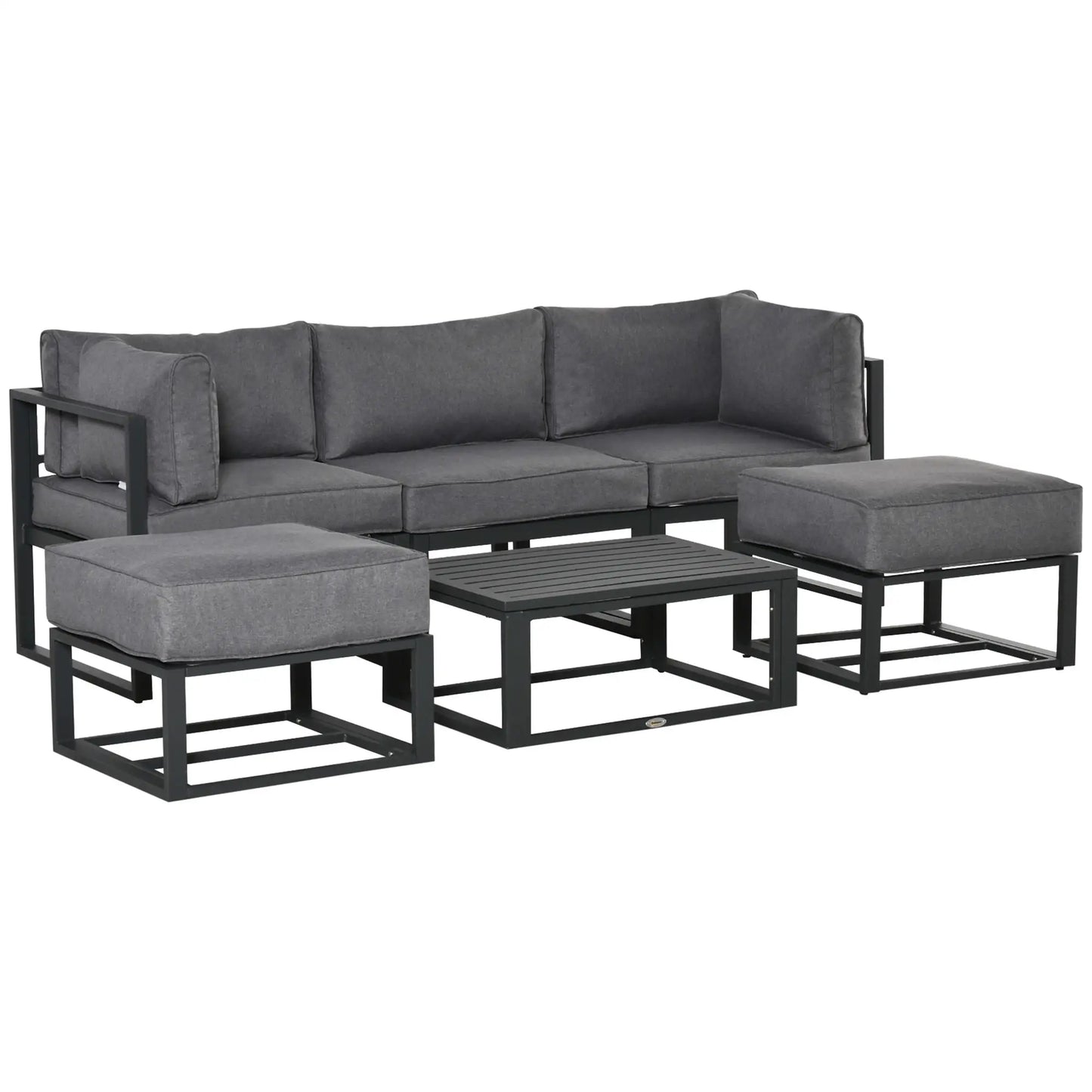6-Piece Patio Furniture Set – Aluminium Sofa, Daybed, Coffee Table & Footstool
