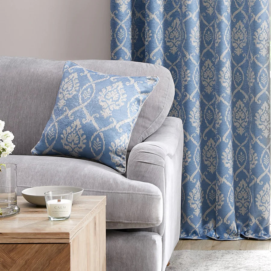 Vivianna Filled Cushion by Dreams & Drapes Curtains in Blue