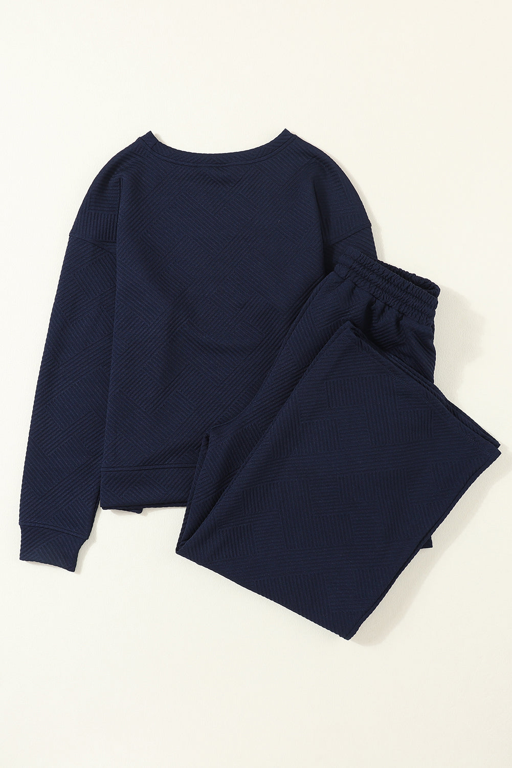 Textured Loose Slouchy Long Sleeve Top and Pants Set