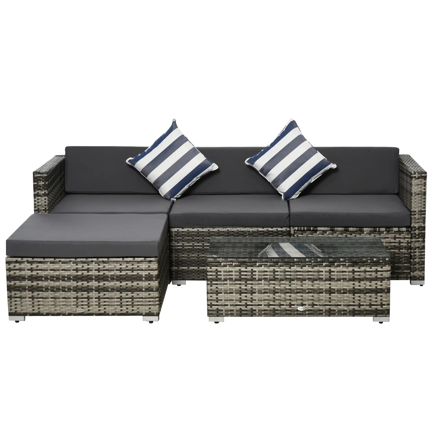 4-Seater Rattan Sofa Set in Grey