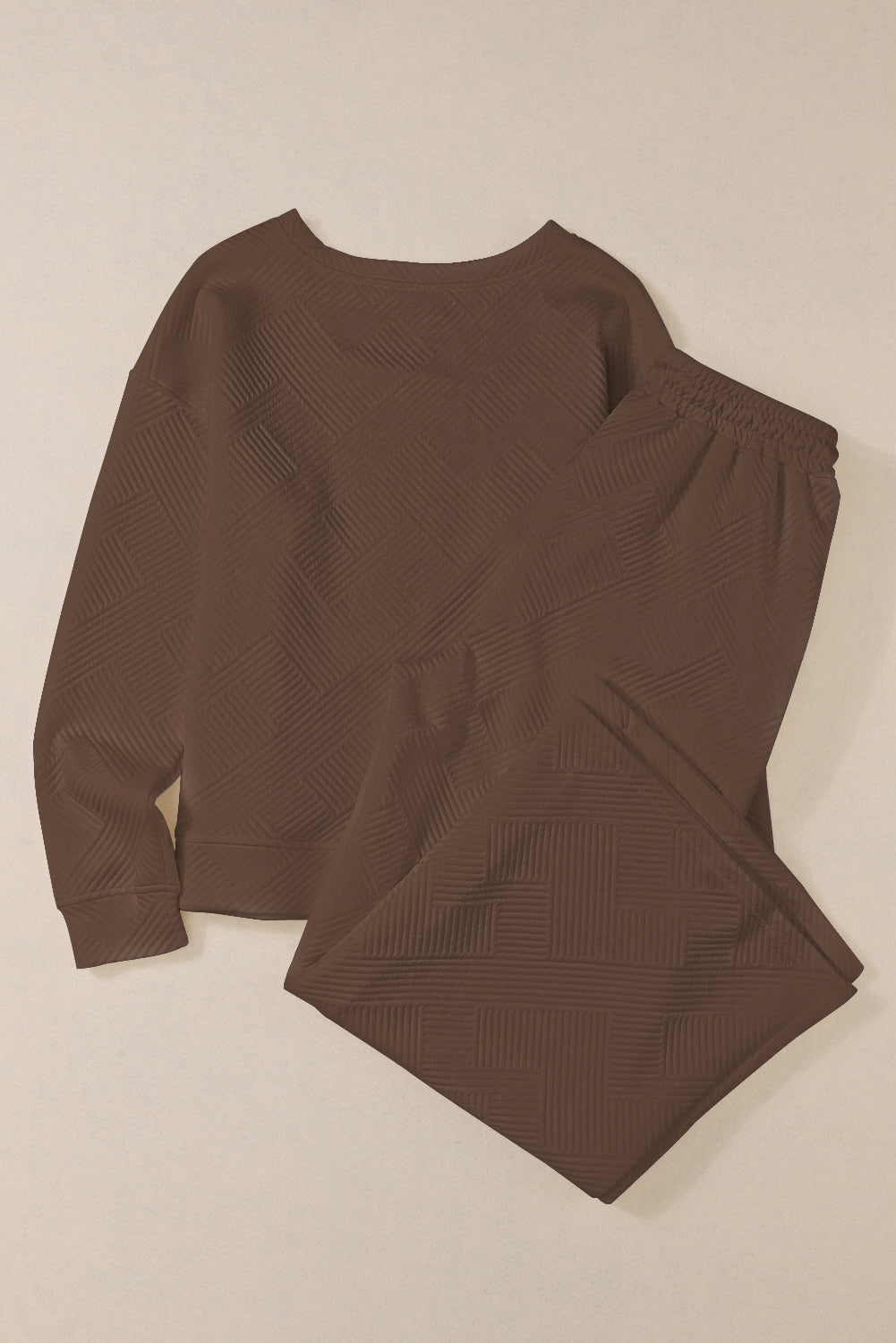 Textured Loose Slouchy Long Sleeve Top and Pants Set