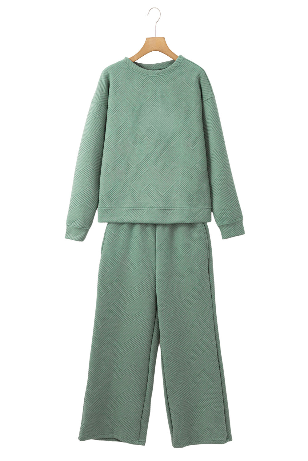 Textured Loose Slouchy Long Sleeve Top and Pants Set