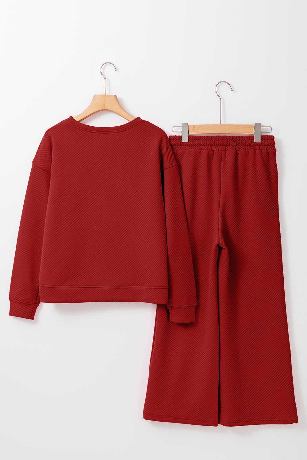 Textured Loose Slouchy Long Sleeve Top and Pants Set
