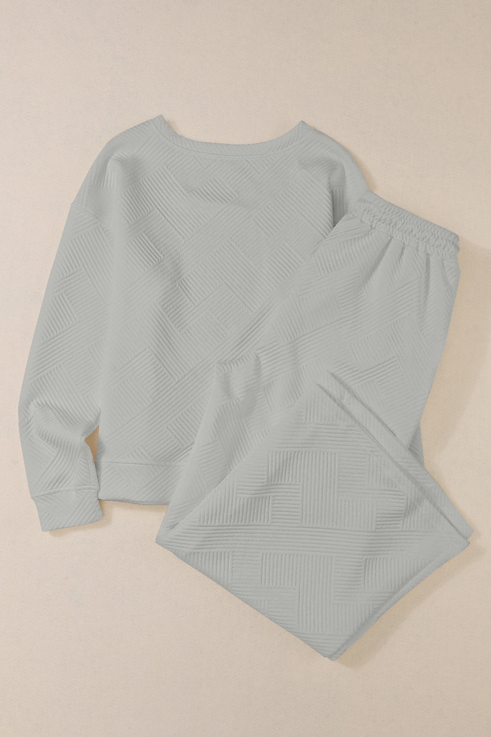 Textured Loose Slouchy Long Sleeve Top and Pants Set