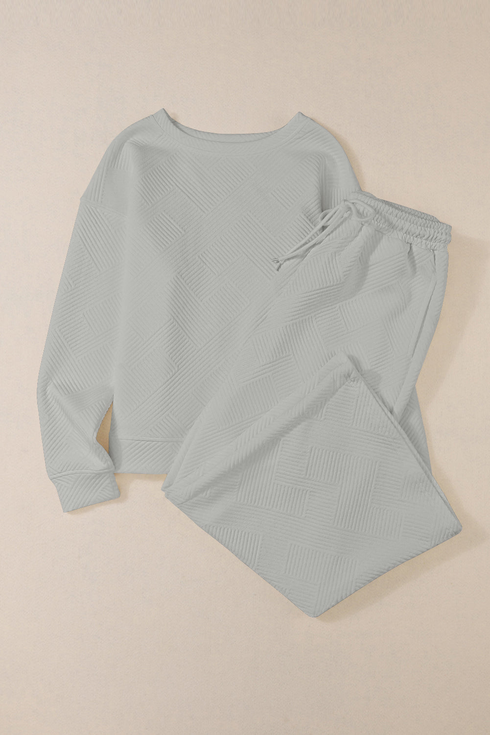 Textured Loose Slouchy Long Sleeve Top and Pants Set
